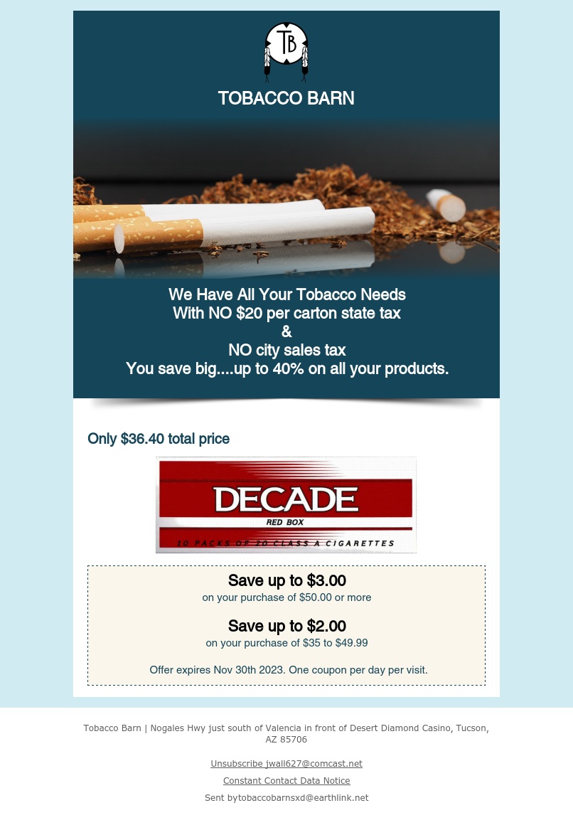 Coupons Tobacco Barn